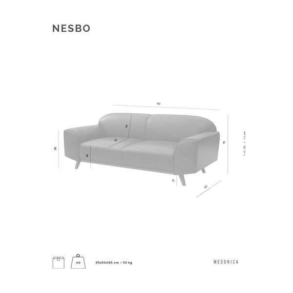 Divano in pelle grigio scuro 193 cm Nesbo - MESONICA-image-3