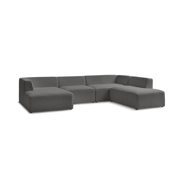 Divano angolare componibile grigio scuro (penisola a destra/a U) con rivestimento in bouclé Megeve – Bobochic Paris