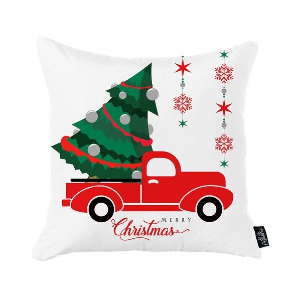 Federa natalizia bianca Mike & Co. NEW YORK Auto e albero di Natale al miele, 45 x 45 cm - Mike & Co. NEW YORK