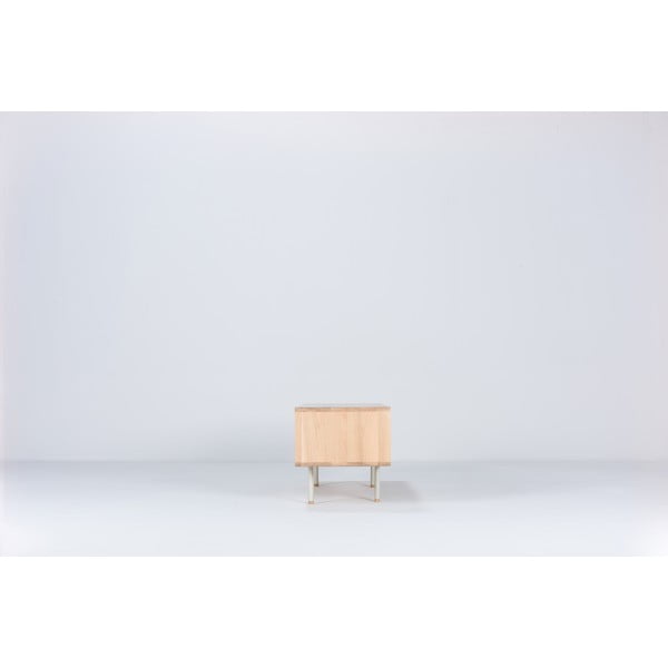 Mobile TV bianco-color legno naturale in legno di quercia 160x48 cm Fina - Gazzda-image-4