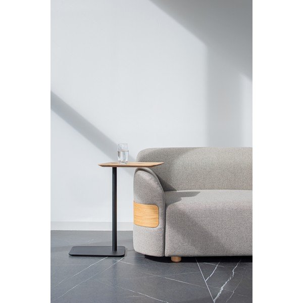 Modulo divano grigio chiaro (angolo sinistro) in misto lana e lino Hugg - Gazzda-image-1