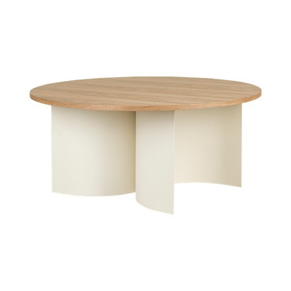 Tavolino da salotto rotondo color crema/di colore naturale con piano effetto frassino ø 95 cm Gavo – noo.ma