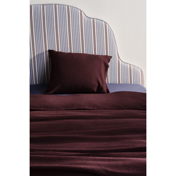 Set copripiumino e federa marrone scuro in mussola per letto singolo 140x200 cm Amilia – Jotex-image-1