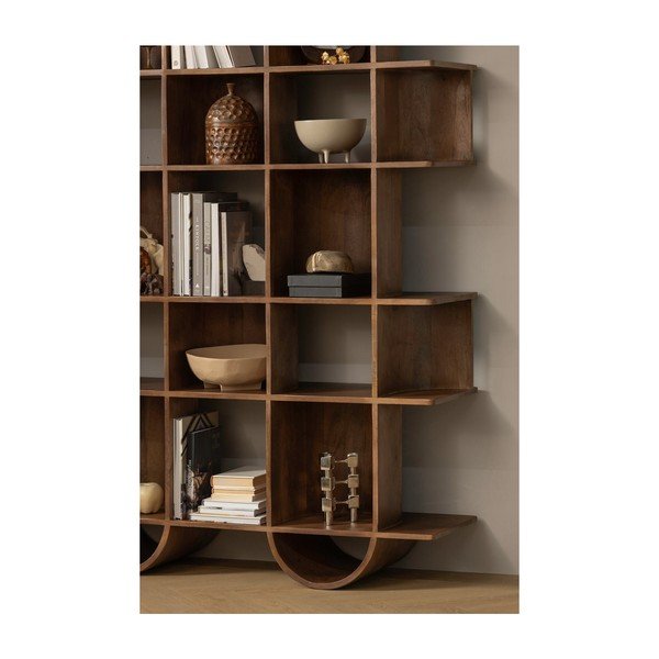 Libreria marrone scuro in mango massiccio 130x180x35 cm Sinne – WOOOD-image-4
