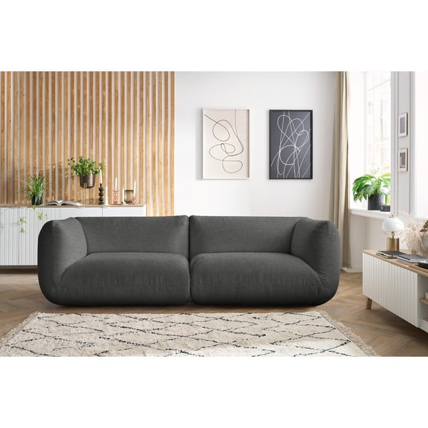 Divano in velluto a coste grigio 260 cm Lecomte - Bobochic Paris-image-1