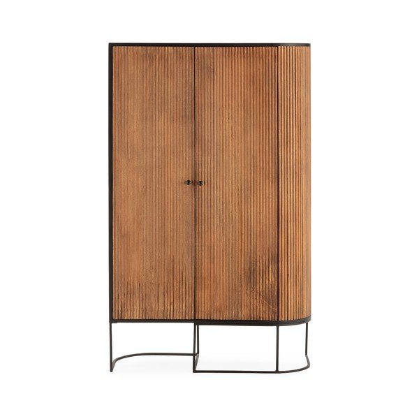 Credenza di colore naturale in mango massiccio 100x165x40 cm Curve – MOME-image-3