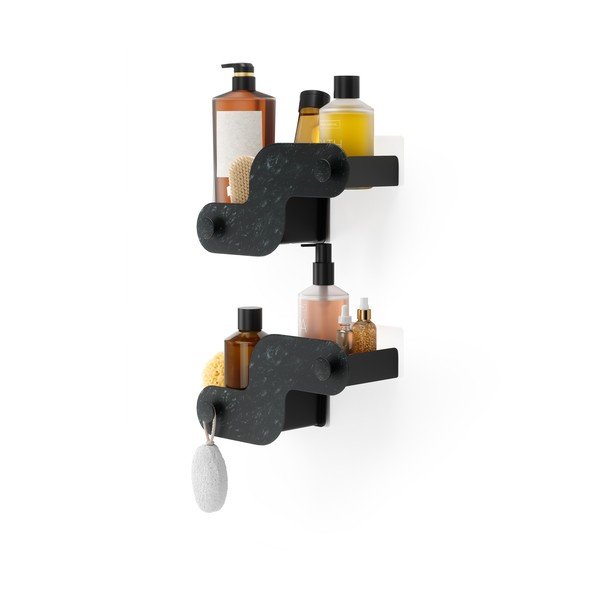 Mensole da bagno senza foratura color nero opaco in plastica 2 pz Nami – Umbra