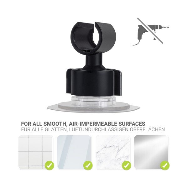 Supporto per soffione doccia senza foratura nero opaco in plastica Libertà – Wenko-image-3