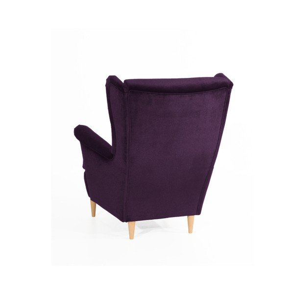 Poltrona viola con gambe marrone chiaro Clint Suede - Max Winzer-image-1