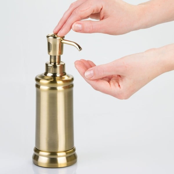 Distributore di sapone in acciaio inox color oro Sutton - iDesign-image-1