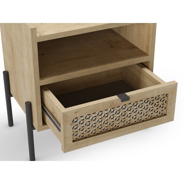 Comodino in rovere con ripiani in colore naturale Inca - Marckeric-image-3