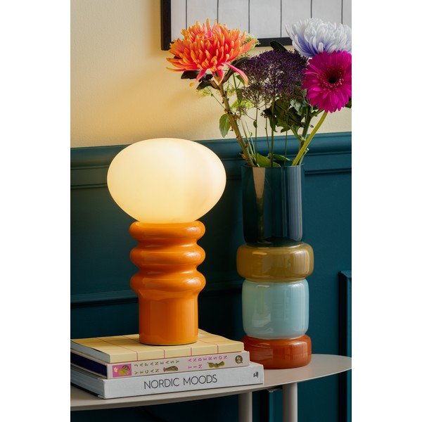 Lampada da tavolo arancione in ceramica (altezza totale 33,5 cm) Catania Aro – Leitmotiv-image-1