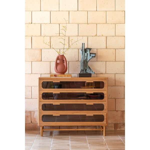 Cassettiera di colore naturale in bambù 105x88x38 cm Caroun – Dutchbone-image-1