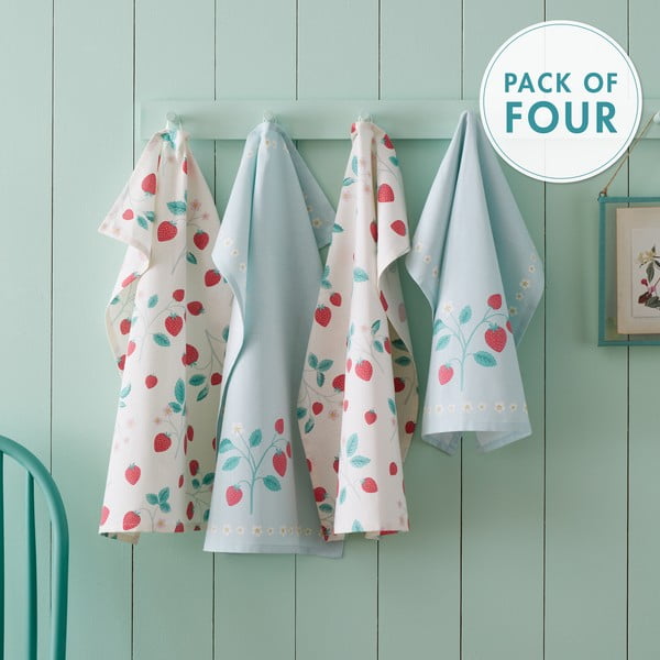 Asciugamani in cotone in set da 4 50x70 cm Strawberry Garden - Catherine Lansfield-image-3