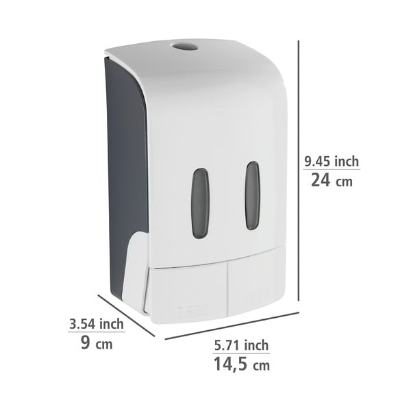 Dispenser di sapone in plastica bianco da parete 0,96 l Tartas - Wenko-image-2