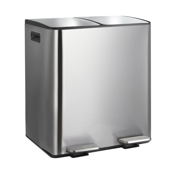Cestino per la spazzatura color argento opaco in acciaio per raccolta differenziata/con pedale 2x20 l   Aliya – Spirella