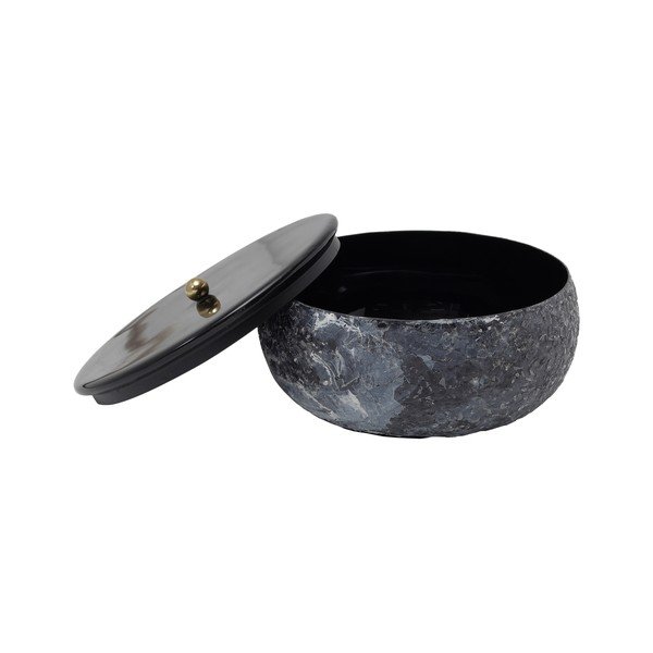 Scatola con coperchio/decorativa nera in metallo ø 16,5x7,5 cm Mosaic Marble – PT LIVING-image-1