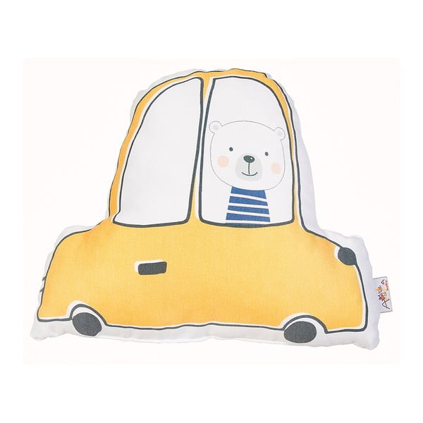 Cuscino per bambini giallo con cotone Mike & Co. Cuscino NEW YORK Auto giocattolo, 25 x 30 cm - Mike & Co. NEW YORK