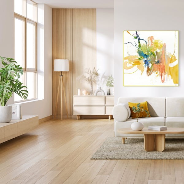 Quadro con elementi dipinti a mano 102x102 cm Confidential Yellow – Malerifabrikken-image-1