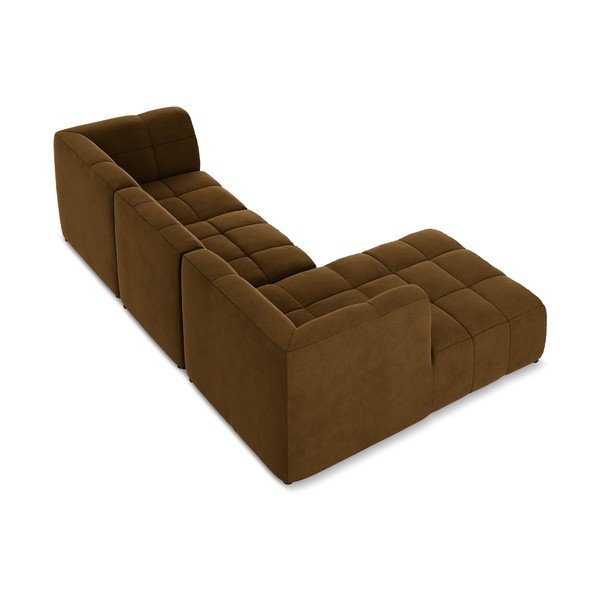 Divano angolare color senape (con penisola a sinistra/con chaise lounge) con rivestimento in velluto Aloha – Makamii-image-4