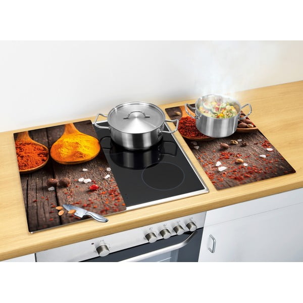 Set di copri fornelli in vetro temperato 2 pz 30x52 cm Curry – Allstar-image-1
