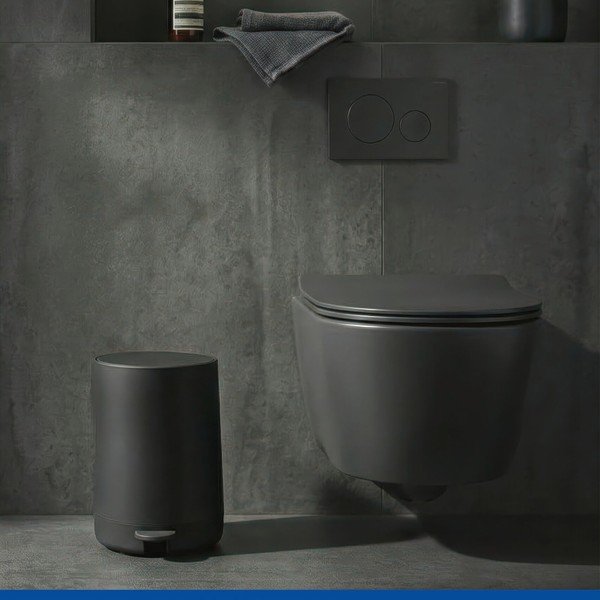 Cestino per la spazzatura nero in plastica con pedale 5 l Fablo – Wenko-image-2