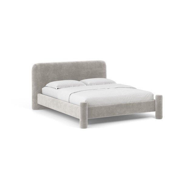 Letto matrimoniale imbottito grigio chiaro con rete inclusa 160x200 cm Vera – Micadoni 