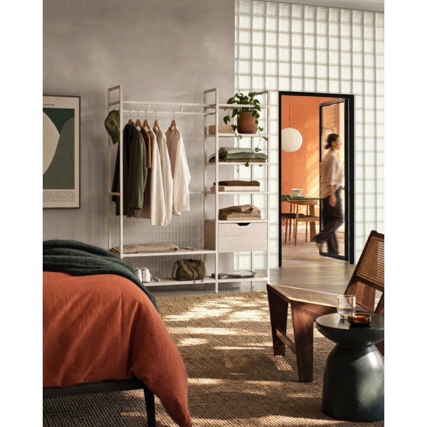 Armadio color crema in acciaio a giorno 140x179,5x40 cm Amara – Marckeric-image-1
