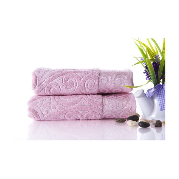 Set dvou ručníků Hanzade Pink, 50x90 cm