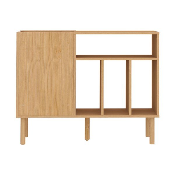 Cassettiera bassa per dischi per grammofono in rovere 100x80 cm Viny - TemaHome-image-3