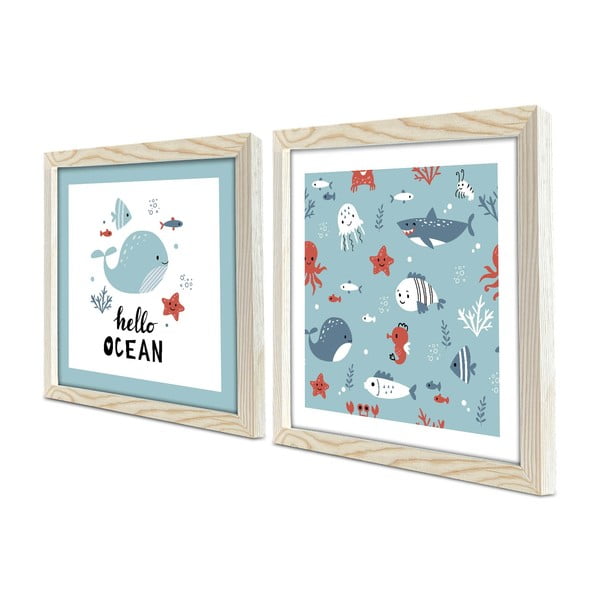 Quadri per bambini in set da 2 33x33 cm Hello Ocean - Wallity-image-2