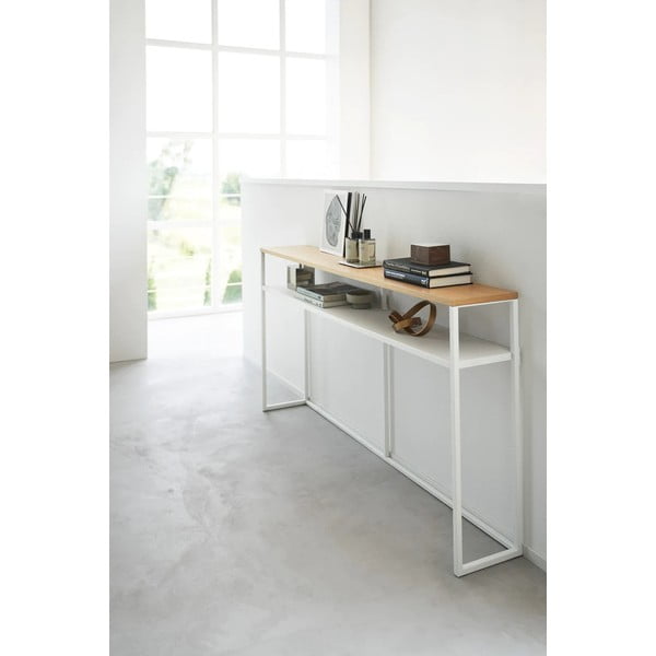 Tavolo consolle bianco/in marrone chiaro con effetto frassino 20,5x126 cm Tower - YAMAZAKI-image-3