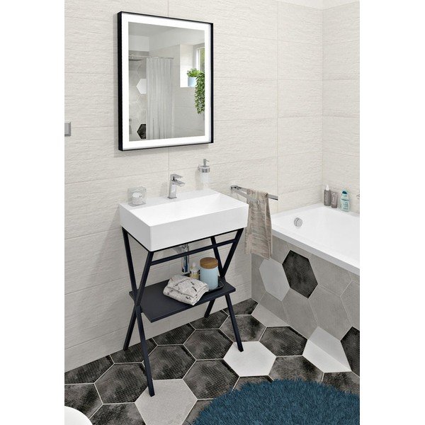 Lavabo bianco in ceramica 60x42 cm Sistema – Sapho-image-4