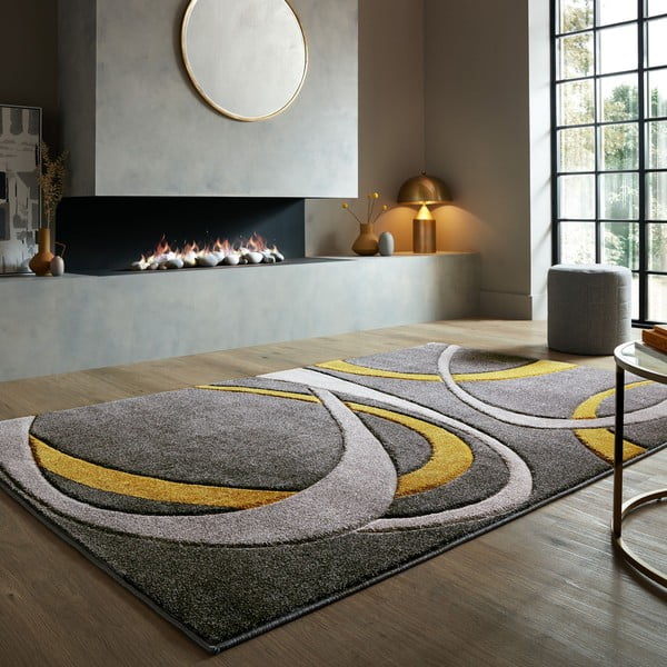 Tappeto color ocra-grigio 160x230 cm Elude Orb - Flair Rugs-image-1