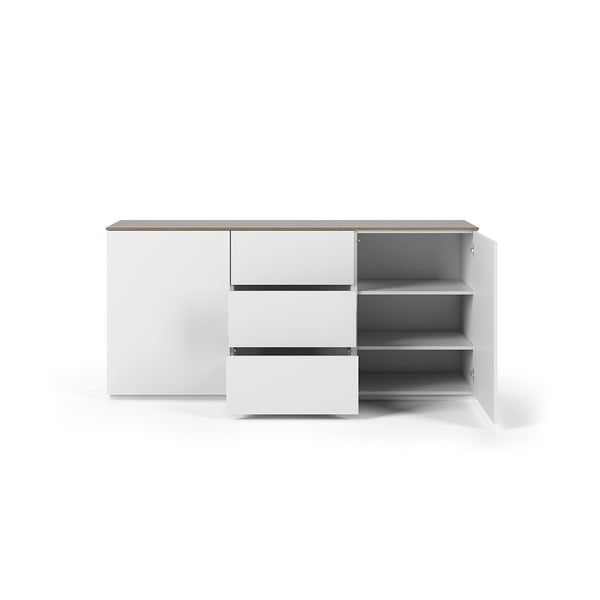 Cassettiera bianca in noce con 3 cassetti e 2 ante Join - TemaHome-image-2