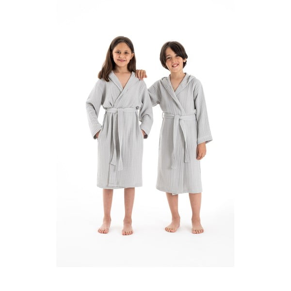 Accappatoio per bambini grigio in mussola 7-8 anni Muslin – Foutastic