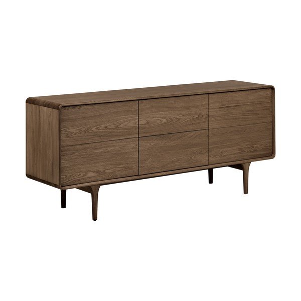 Credenza marrone scuro con effetto rovere 180x75x45 cm Darwin – House Nordic