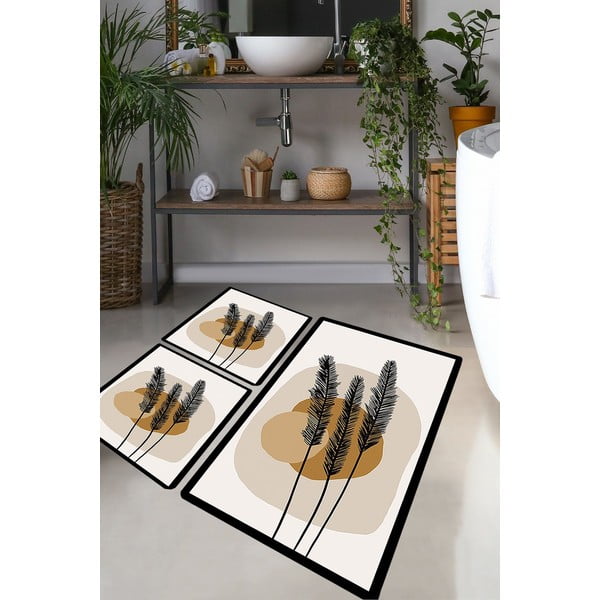 Set di tappetini per il bagno marroni 3 pz 60x100 cm Day Sunrise – Foutastic-image-1