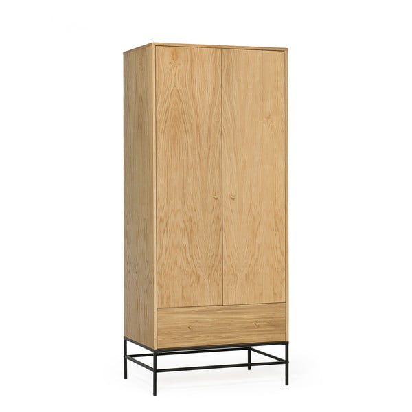 Armadio in rovere decorato in colore naturale 80x190 cm Flora - Woodman-image-2