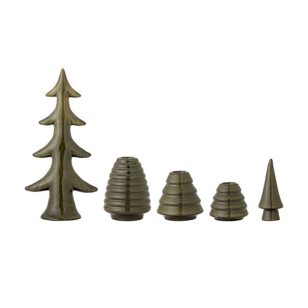 Portacandele in set in gres 5 pz Woods – Bloomingville