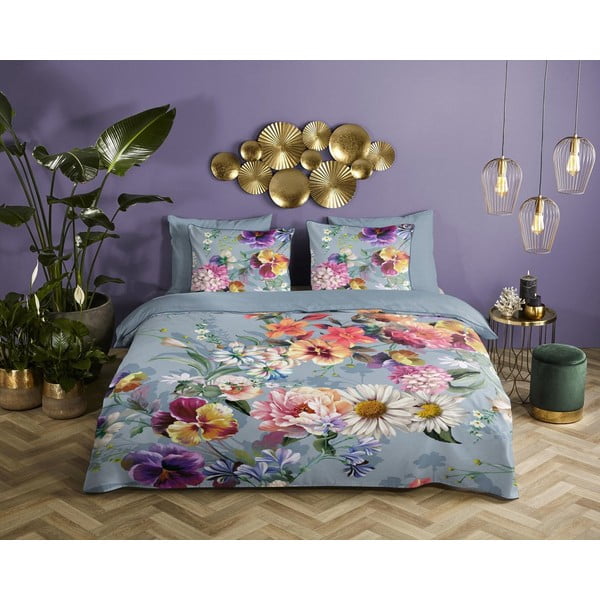 Biancheria da letto matrimoniale in cotone organico grigio Girasole, 200 x 220 cm Organic - Descanso-image-3