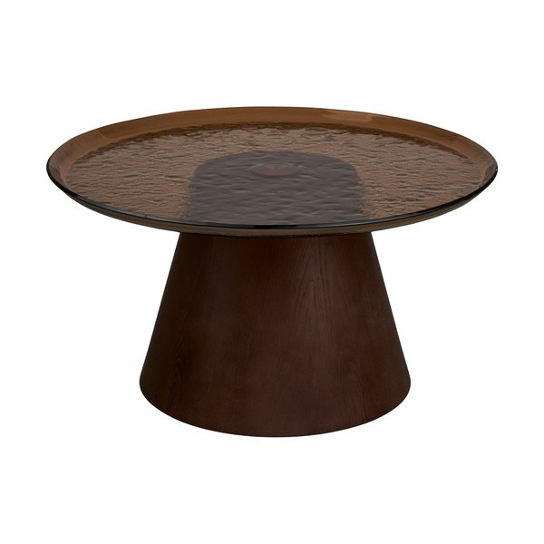 Tavolino da salotto rotondo marrone scuro con piano in vetro ø 80 cm Orvieto – House Nordic