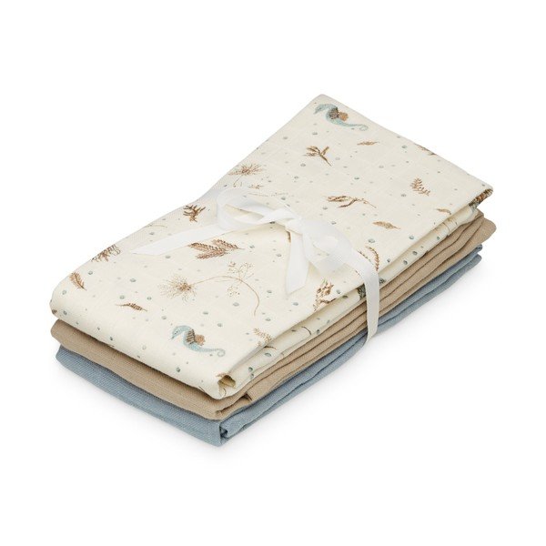 Pannolini giallo chiaro in cotone organico 3 pz 70x70 cm Sea Garden – Cam Cam Copenhagen