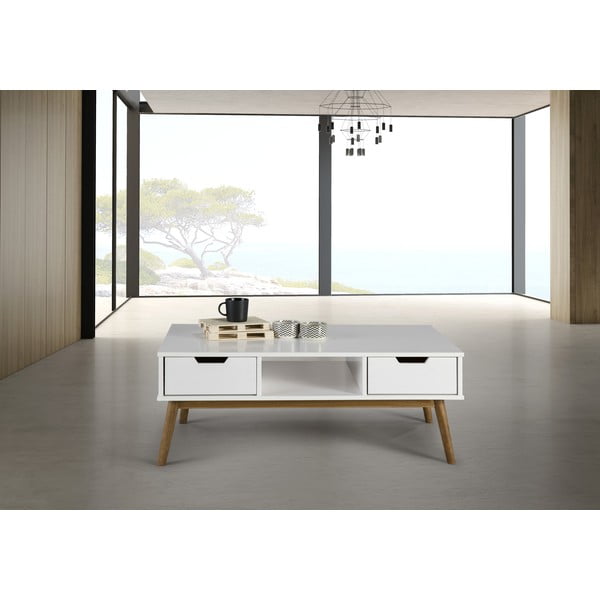 Tavolino bianco in legno di pino massiccio Baku - Marckeric-image-4