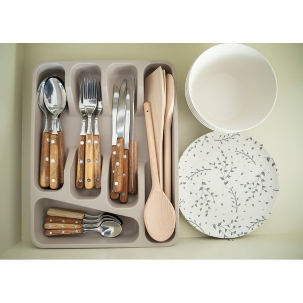 Organizzatore di posate in bambù beige Natural Elements - Kitchen Craft-image-1