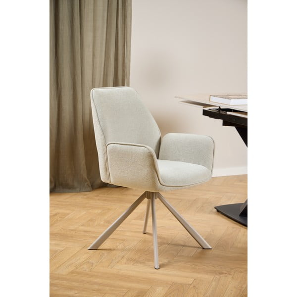 Sedia da pranzo beige in imbottito con braccioli Graham – Actona-image-1