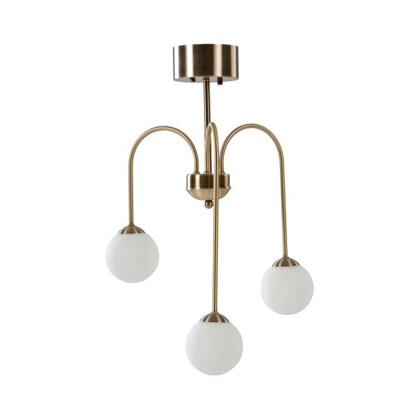 Plafoniera bianca/color ottone in vetro opale con intensità regolabile ø 42 cm Marne – Jotex