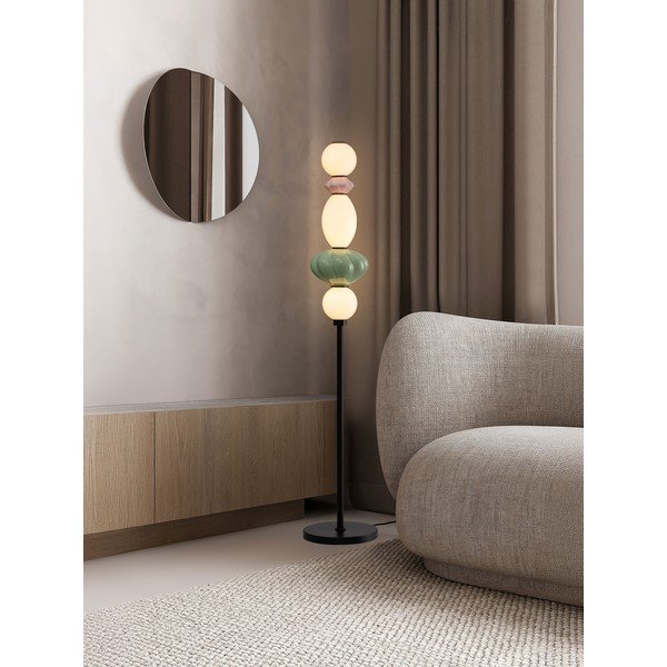 Lampada da terra LED in ceramica con paralume in ceramica/con paralume in vetro con intensità regolabile (altezza totale 136,5 cm) Oneta – Nova Luce-image-1