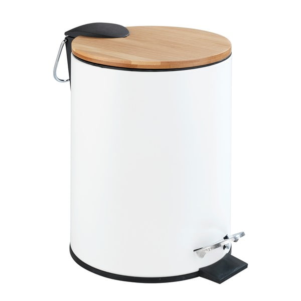 Cestino a pedale bianco Bamboo, 3 l Tortona - Wenko