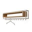 Attaccapanni da parete di colore naturale/grigio tortora in rovere massiccio con scaffale 118 cm School – Spinder Design